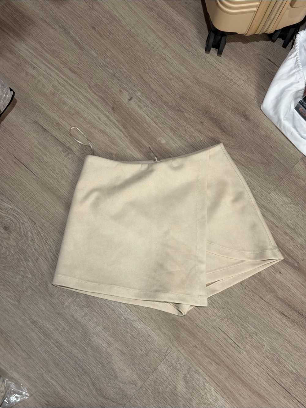 Cream Suede Women’s Wrap Skort Shorts